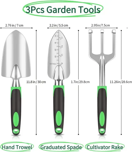 Miniatura 2 de Herramientas de jardín, juego de herramientas de jardín de aluminio fundido resistente con paleta de mano, paleta de trasplante, rastrillo