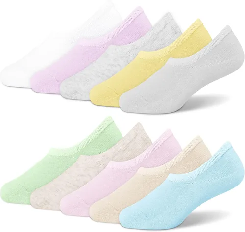 Miniatura 24 de Witwot 10 pares de calcetines invisibles para niños y niñas, antideslizantes, de corte bajo, calcetines tobilleros