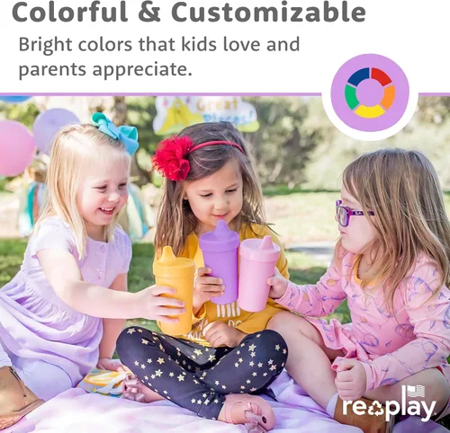 Miniatura 2 de Re-Play - Vasos con tapa y boquilla de 10 oz., hechos en EE.UU. para niños pequeños de 1 año en adelante, a prueba de derrames, aptos