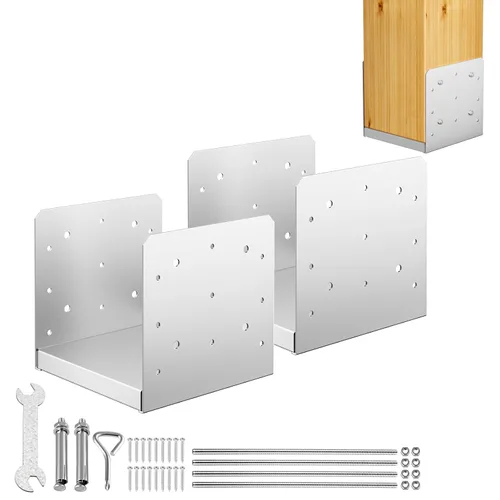 Base de poste de 8 x 8 pulgadas, 2 soportes de anclaje ajustables de acero inoxidable (interno de 7.5 x 7.5 pulgadas), base de poste ajustable para