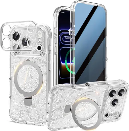 Miniatura 26 de Funda magnética de privacidad para iPhone 17 Pro Max [Cartulina con purpurina para bricolaje] [Soporte magnético invisible] Protector de pantalla