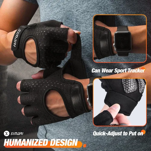 Miniatura 5 de SIMARI Guantes de entrenamiento transpirables para hombres y mujeres, guantes acolchados para levantamiento de pesas con gran agarre, protección