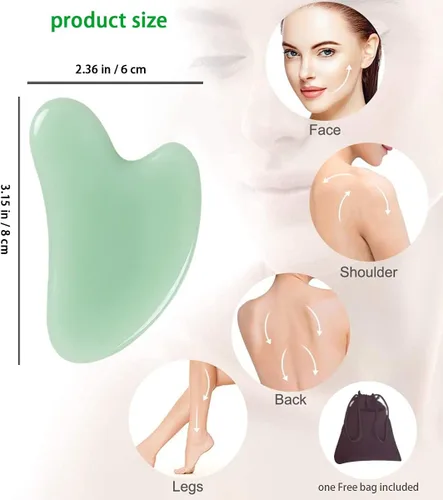 Miniatura 7 de Taube Gua Sha Herramientas faciales Natural Premium Jade Stone Guasha herramienta para masaje corporal facial Tabla de raspar Punto de gatillo