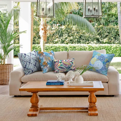 Miniatura 989 de Juego de 2 almohadas para exteriores de 16 x 16 pulgadas, repelentes al agua con interiores, para muebles de patio, hogar, jardín, geometría bohemia