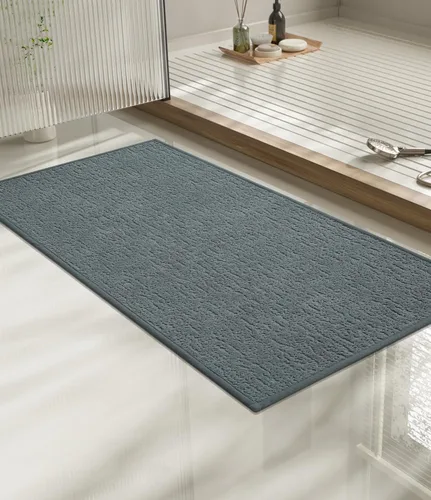 Miniatura 54 de Chakme Juego de 2 alfombras de baño ultrafinas, absorbentes, antideslizantes, lavables a máquina, color negro, 17 x 24 pulgadas / 17 x 30 pulgadas