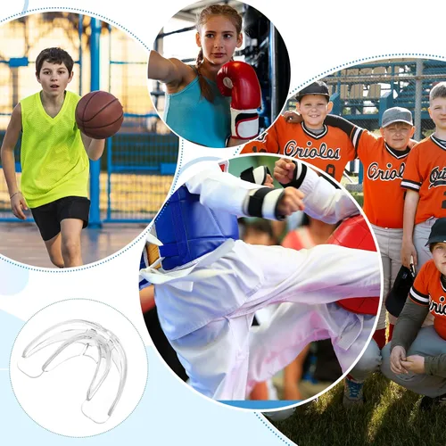 Miniatura 3 de COMNICO Protectores bucales deportivos de fútbol con estuche, soportes para dientes juveniles, baloncesto transparente, lucha libre, boxeo