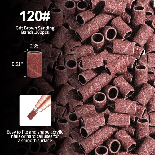Miniatura 4 de Brocas para uñas, bandas de lijado, 3 colores gruesos y finos de grano medio, juego de arena Efile, tamaño #80 # 120 # 180, lima eléctrica, brocas