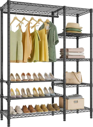 VIPEK V7S Clothes Rack Heavy Duty Max Load 720lbs, Garment Rack with 7 Tiers Adjustable Shelves Portable Closet Metal Sturdy Wardrobe Storage System
