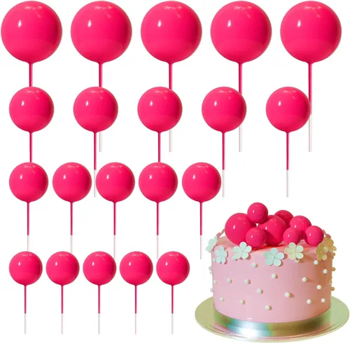 Miniatura 25 de ASTARON 20 piezas de decoración de bolas para pastel, mini globos, decoración de pastel con palos, bolas de pastel plateadas para graduación, boda