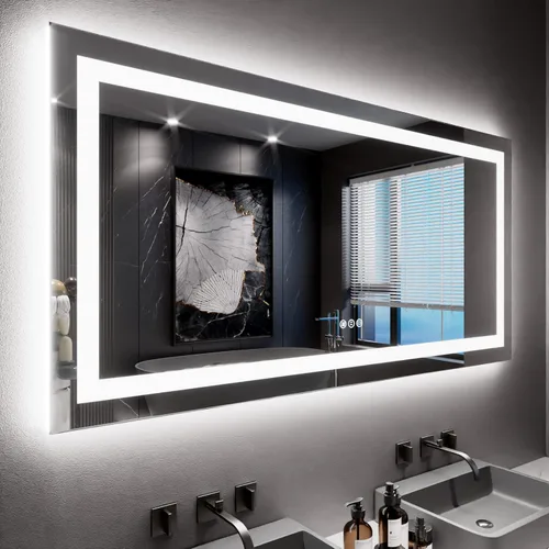 Miniatura 37 de LOAAO Espejo de Baño LED de 40"X32" con Luces, Antivaho, Regulable, Retroiluminación RGB + Iluminación Frontal, Espejo de Tocador de Baño