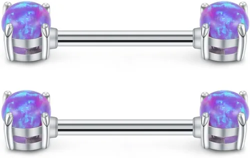 Miniatura 2 de ruifan 14G 916inch redondo ópalo pezón lengua escudo anillo, joyas Piercing retenedor 6pcs