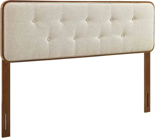 Miniatura 3 de Modway Collins Cabecero tapizado de tela y madera para cama individual en color nogal beige