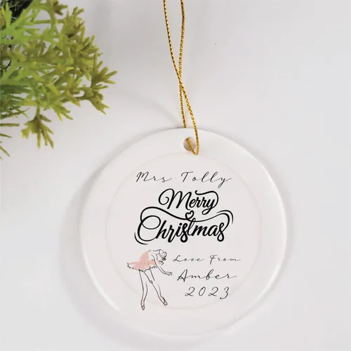 Miniatura 3 de Adorno con nombre personalizado, bailarina de ballet de Navidad, adorno personalizado para amantes del ballet, adornos de Navidad de ballerina