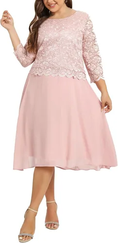 Miniatura 4 de Vestido de encaje de lentejuelas para mujer, talla grande, tallas grandes, para regalos para madres, ocasiones especiales, vestidos de fiesta de boda