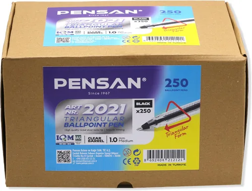 Miniatura 12 de PENSAN - Paquete de 250 bolígrafos de bola, (125 negros y 125 azules) - Bolígrafos de 1.0 mm de punta media, agarre ergonómico triangular, escritura