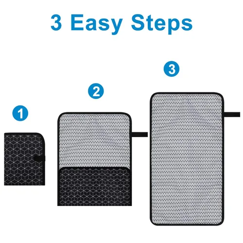Miniatura 5 de Accmor Cambiador de pañales portátil, tapete cambiador de bebé impermeable, plegable y portátil, cambiador de viaje para bebé, negro