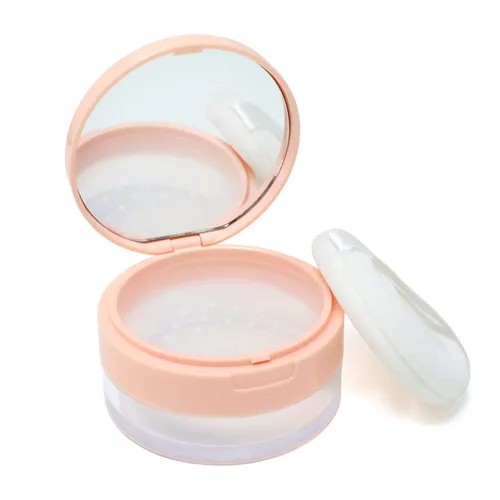 Honbay Contenedor de polvo de maquillaje reutilizable vacío con esponja de polvo, tamiz y espejo, contenedor compacto de plástico para polvo suelto,