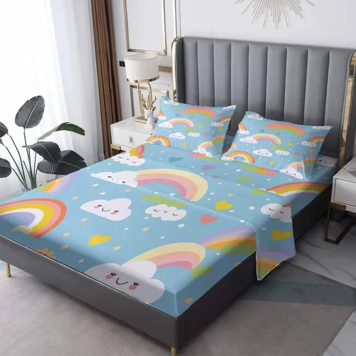 Miniatura 44 de Juego de sábanas tamaño individual: sábanas y fundas de almohada, sábanas y fundas de almohada, microfibra suave y bolsillo profundo y patrón sin