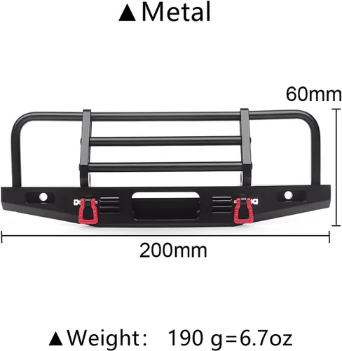 Miniatura 2 de INJORA Parachoques delantero ajustable con luz LED para TRX4 Axial SCX10 SCX10 II 90046 90047 RC pieza de actualización de coche (negro)