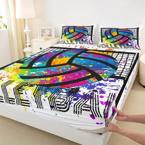 Miniatura 4 de Erosebridal Juego de ropa de cama de pelota de voleibol, tamaño individual, juegos de voleibol, juego de ropa de cama deportiva para niños, niñas