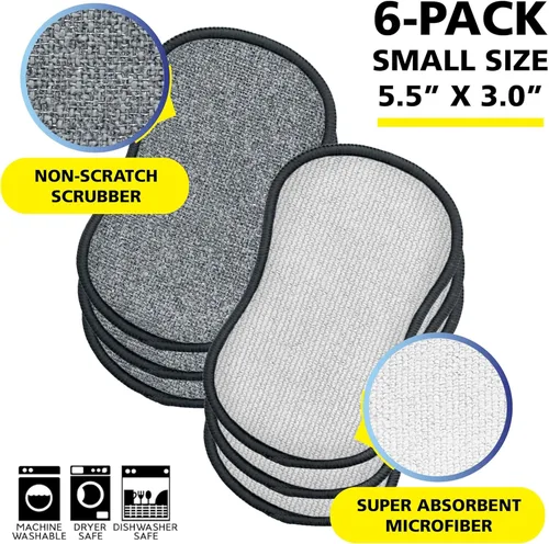Miniatura 2 de Fresh Scrub-N-Wipe Pad de Tuff-Scrub, paquete de 6, espuma antimicrobiana y de carbón para control de olores, microfibra, multisuperficie