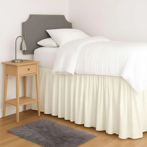 Miniatura 18 de Ready To Rest Falda para cama nido individual de 12 pulgadas de caída, faldas de cama estilo plisado para camas nido, esquinas divididas con Blanco