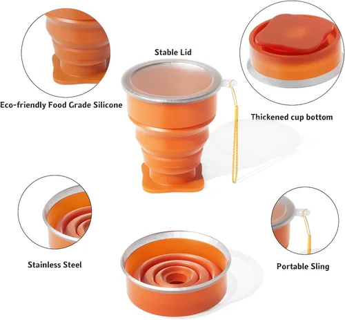 Miniatura 2 de Collapsible Cup - Silicone Foldable Cup-Expandable Folding Drinking Cup -Reusable Portable Mugs Cup For Travel, Camping, Hiking, Survival, Car