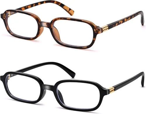 Miniatura 11 de NULOOQ Lentes retro rectangulares con luz azul para mujeres y hombres, pequeños anteojos cuadrados con marco vintage