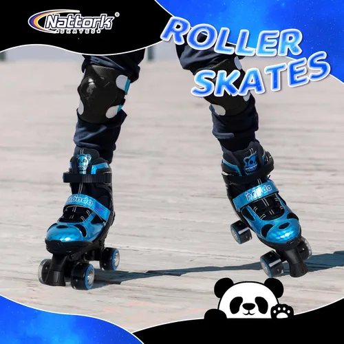 Miniatura 6 de Nattork Patines infantiles para niñas y niños, 4 tamaños ajustables de panda, patines cuádruples con todas las ruedas iluminadas, patines