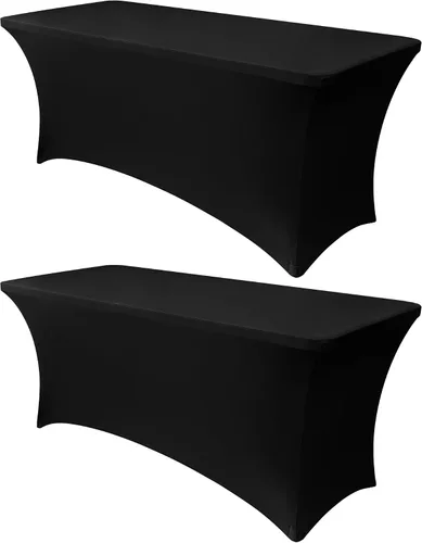 Miniatura 66 de Obstal Funda de mesa de elastano elástica de 4 pies para mesas plegables estándar, paquete de 2 manteles rectangulares universales ajustables