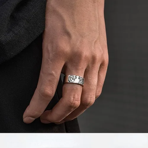 Miniatura 2 de Anillo de cabeza de tigre punk hip-hop para hombres y mujeres, vintage, ojo de gato, animal, anillo abierto, anillo de boda, pareja, joyería retro