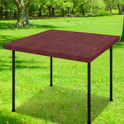 Miniatura 55 de Smiry Mantel cuadrado para mesa de pícnic, impermeable, elástico, ajustable, para campamento, protector de vinilo con parte trasera de franela Beige