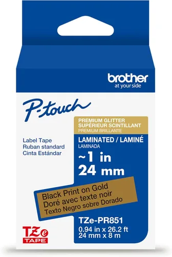 Miniatura 14 de Brother P-touch TZE-S951 - Cinta adhesiva laminada extra resistente de 1 pulgada (24 mm) de ancho, negro sobre plateado mate, laminada