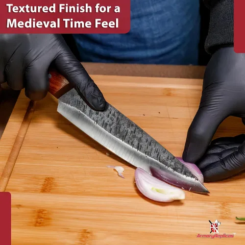 Miniatura 6 de Armory Replicas Kiss the Cook Cuchillo de cocina culinario de espiga completa con acabado texturizado de acero al carbono