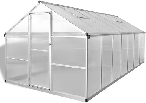 Miniatura 2 de vidaXL Amplio invernadero - 113.3 pies cuadrados - Paneles de aluminio reforzado y policarbonato resistente a los rayos UV con sistema de canalón