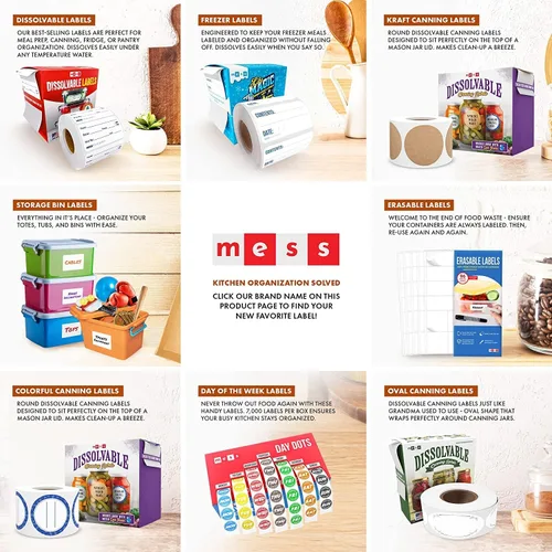 Miniatura 7 de Etiquetas de conservación solubles de MESS, 1.27 cm de diámetro, paquete de 200 – Adhesivos removibles de papel kraft para tarros de mermelada