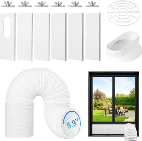 Kit de ventilación portátil para ventana de aire acondicionado, kit de sellado ajustable para ventana de CA, kit de ventilación de CA para puerta