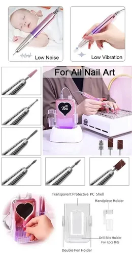 Miniatura 3 de Proveedores de uñas color degradado 35000RPM portátil y de escritorio sin escobillas silencioso máquina de clavo eléctrica