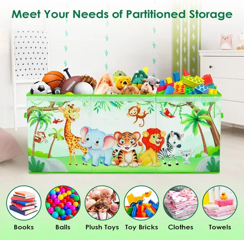 Miniatura 4 de Cofre de Juguetes Grande Organizador con Tapa Abatible para Niños, Caja de Almacenamiento de Juguetes Oxford Plegable con Asas para Niños y Niñas