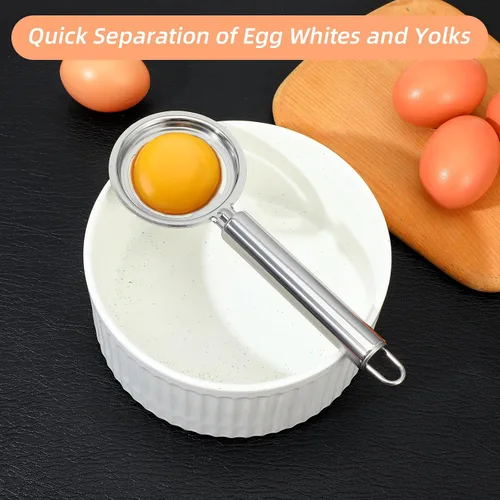 Miniatura 3 de Separador de yema de huevo, 2 unidades, separador de huevos para huevos crudos, herramienta de acero inoxidable, huevos blancos para cocinar