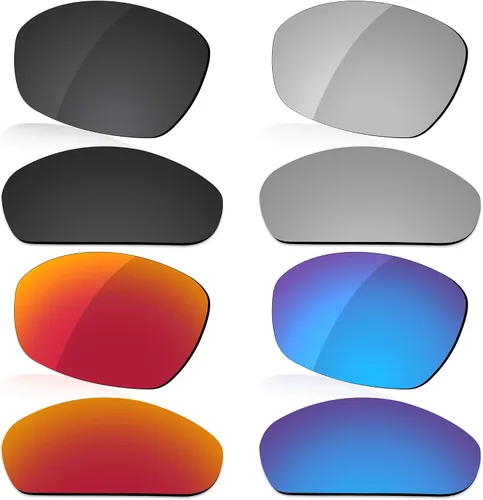 LenzReborn Lente polarizada de repuesto para gafas de sol Oakley Straight Jacket 2007 - Negro oscuro+gris plateado+rojo fuego+azul hielo