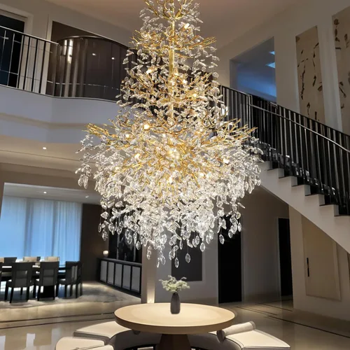 Miniatura 39 de YUYI Lámpara colgante de cristal de 8.3 pulgadas para isla de cocina, modernos candelabros de rama de árbol dorados, lámpara colgante redonda