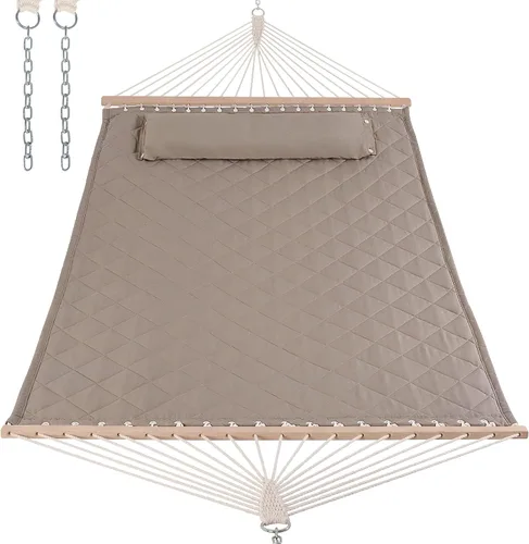 Miniatura 15 de ANOW Hamaca doble con combo de soporte de acero resistente de 12 pies, hamaca acolchada para 2 personas con soporte para exterior, capacidad