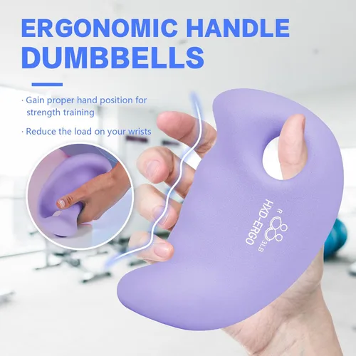 Miniatura 2 de HXD-ERGO Juego de mancuernas ergonómicas para mujeres, pesas de mano para mujeres, para pilates, yoga, correr, entrenamiento de fuerza 3 libras