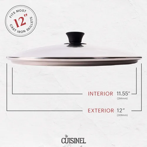 Miniatura 2 de Tapa de cristal - 12" pulgadas/12.0 in/12.126 in - Compatible con Lodge - Cubierta de repuesto templada totalmente montada - Apto para horno