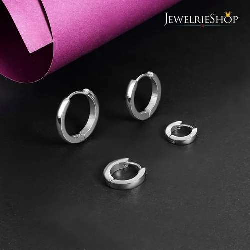 Miniatura 6 de JewelrieShop - Juego de aretes de aro quirúrgicos dorados, hipoalergénicos, aretes de aro para hombre (oro, negro, aretes de aro de acero inoxidable)