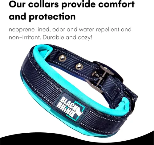 Miniatura 4 de Collares para perros Black Rhino para perros medianos - Collar de perro ajustable reflectante resistente con acolchado de neopreno ultra suave