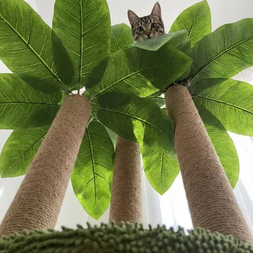 Miniatura 7 de LEMONDA Poste Rascador para Gatos de 31.5 Pulgadas, Árbol Rascador para Gatos con 3 Postes Rascadores y 2 Pelotas Colgantes Interactivas, Postes