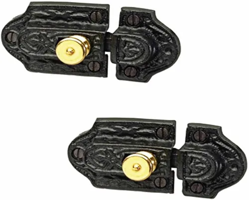 Miniatura 17 de Renovators Supply Manufacturing Acabado negro de la capa del polvo del pestillo de la puerta del pulgar de Norfolk del hierro forjado
