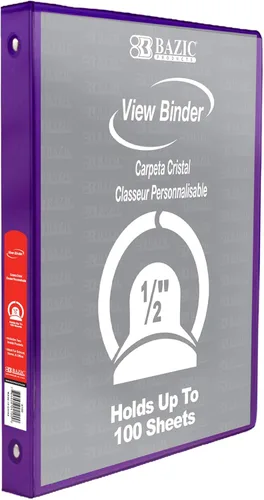 Miniatura 29 de BAZIC Products Carpeta organizadora de 3 anillas de 1/2 pulgada con vista económica, color negro, anillo redondo, capacidad para 100 hojas de papel